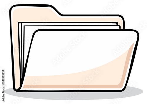 Simple Folder Icon Illustration with Papers Inside for File Management or Organization Needs