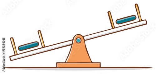 Illustration of a balancing seesaw teeter-totter tilted to one side indicating imbalance or weighing heavy in one direction.