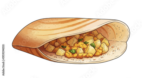 Scrambled Egg Breakfast Burrito Illustration