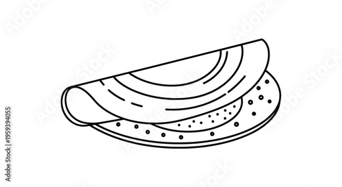 Simple line art illustration of a folded crepe or pancake on a white background