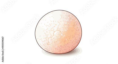 Single bath bomb, pink and white, with texture, isolated on white background