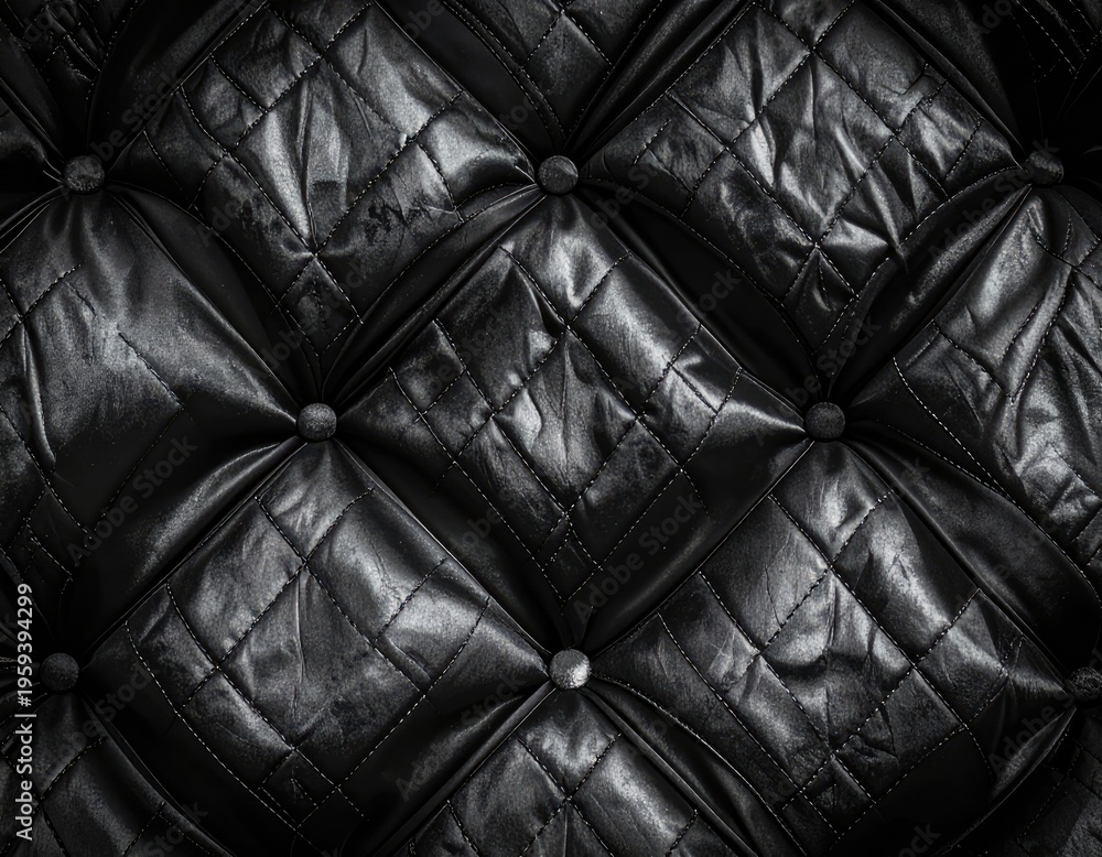 Fototapeta premium Close-up of a black tufted upholstery pattern.