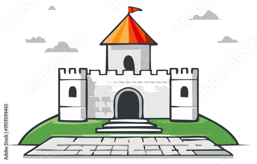 Cartoon castle with a keyboard base