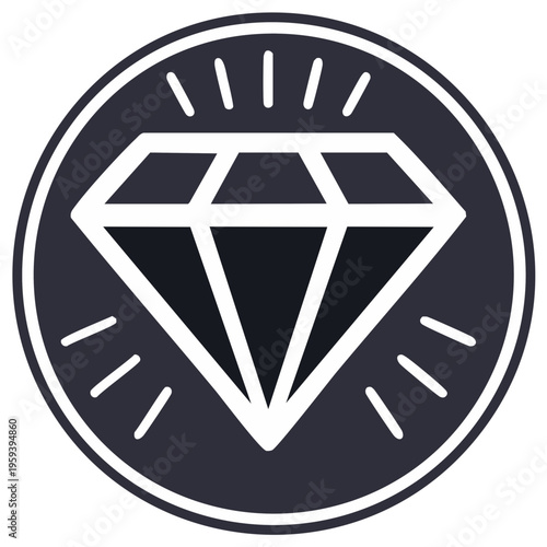 Diamond Icon Symbol Represents Luxury Gemstone Sparkle and Excellence in a Circle