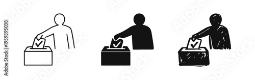 Voting and Election Ballot Box Icons Set - Democracy, Choice, and Rights Symbol