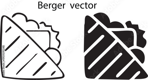 Modern vector sandwich silhouette illustration showing outline and solid design styles for culinary creative food icon themes