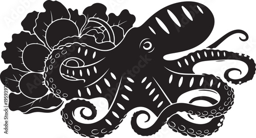 Cute octopus icons set in different styles, funny underwater sea animal vector illustration.