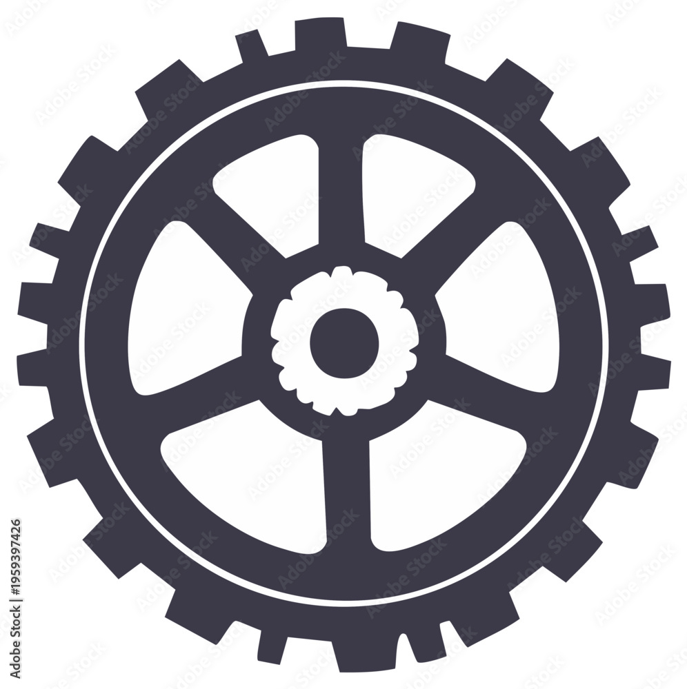 Obraz premium Mechanical cogwheel with inner gear element isolated on white