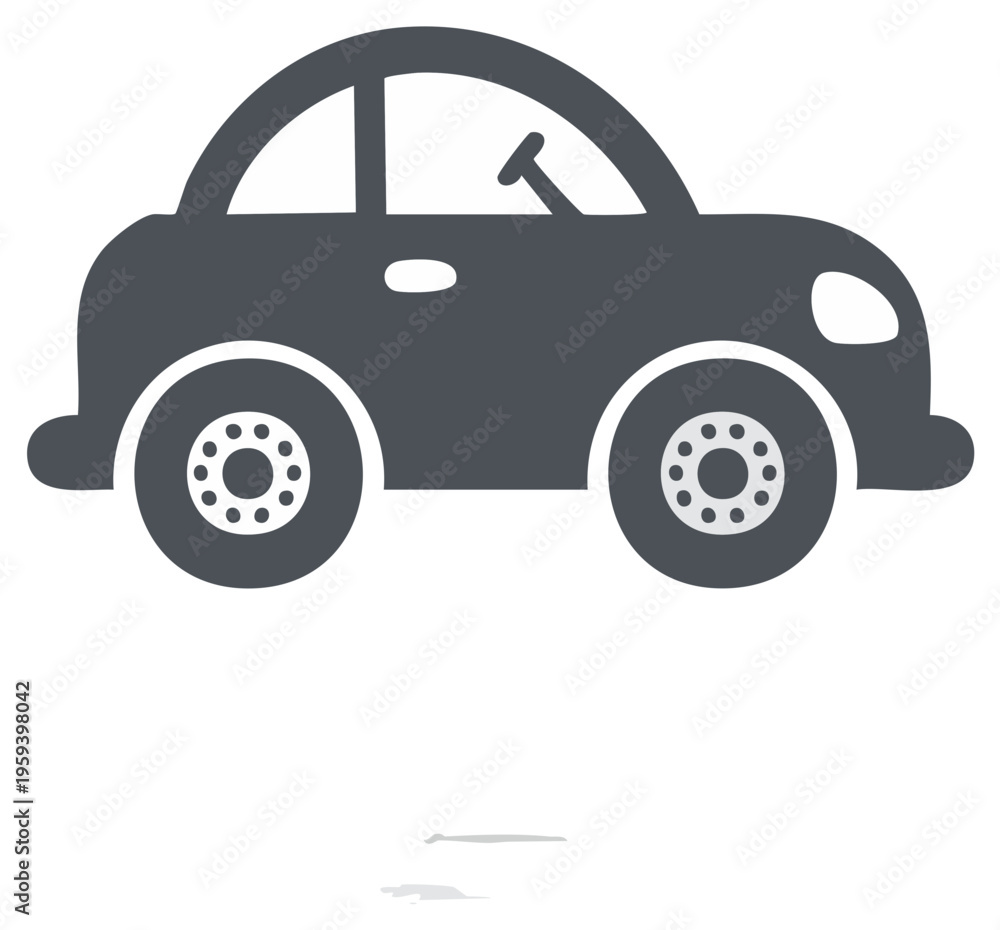 Fototapeta premium Simple Cartoon Car Icon Vector Illustration