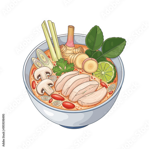 Tom Yum Soup with Chicken and Mushrooms, Asian Cuisine