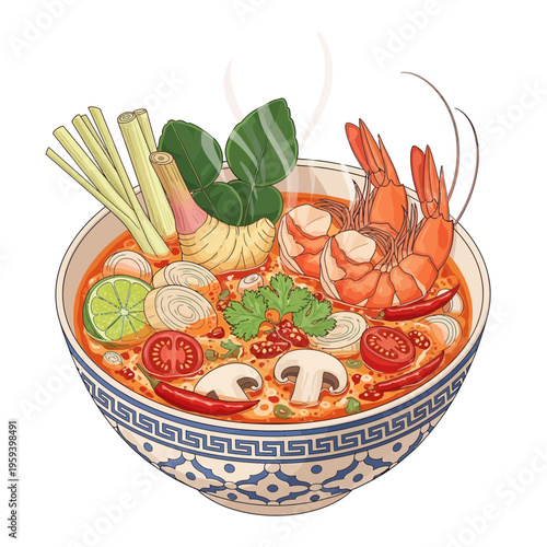 Tom Yum Goong Spicy Soup with Shrimp, Lemongrass, and Chili