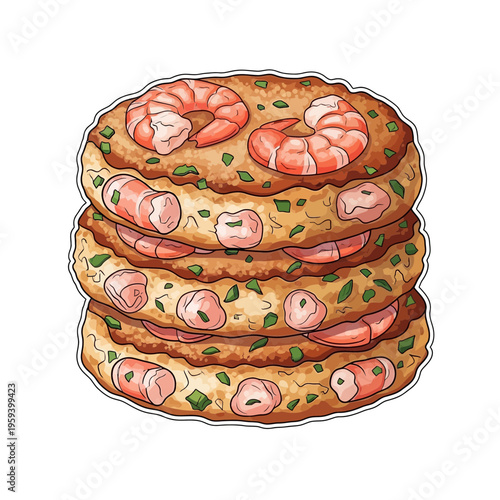 Stack of Shrimp Pancakes