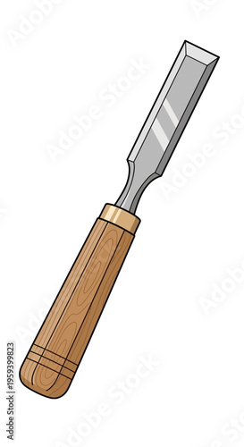 Woodworking Chisel with Wooden Handle.