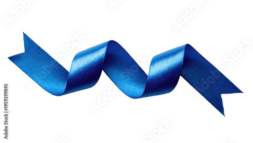 Fotografie Elegant blue satin ribbon gracefully curling, perfect for festive decorations an
