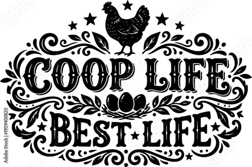 Black and white ornate coop life best life with chicken and eggs