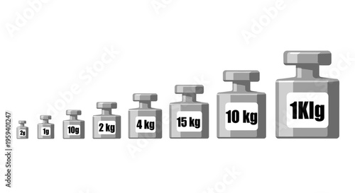 Set of Metal Weights for Measurement.