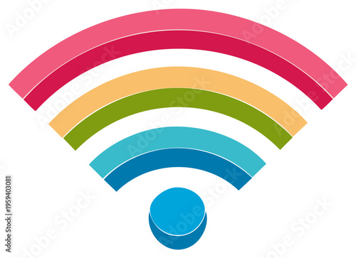 Colorful Wi-Fi symbol graphic isolated on white, network technology
