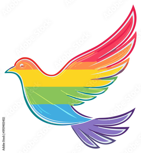 Rainbow Dove Symbol of Peace Freedom and LGBTQ Pride