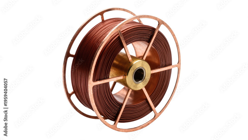 Φωτογραφία Industrial copper welding wire spool with brass core, essential manufacturing co