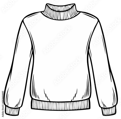 Black and white sweater illustration turtleneck neckline style