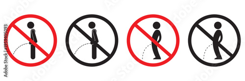No Urinating Prohibition Icon – Public Hygiene Warning Sign, Sanitation Restriction Symbol, Outline Vector for 
Web and Mobile Apps