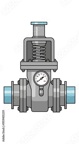 Industrial Pressure Relief Valve with Gauge.