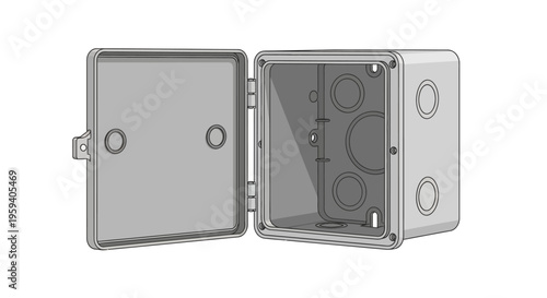 Open Empty Electrical Junction Box.