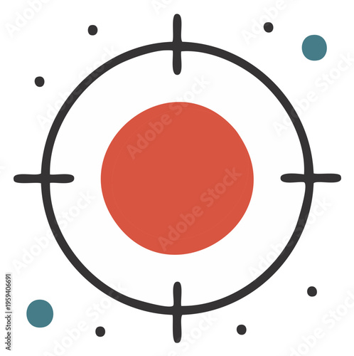 Abstract Target Icon with Red Circle and Dots