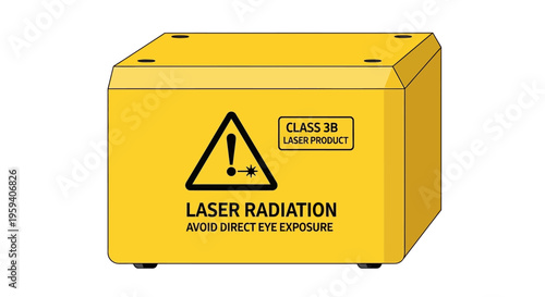 Yellow Laser Radiation Warning Box Container.