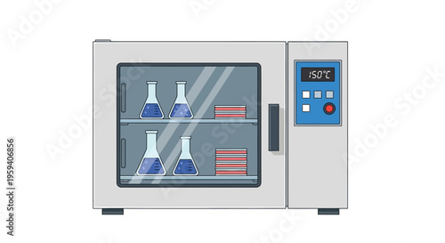 Laboratory Oven with Flasks and Controls.