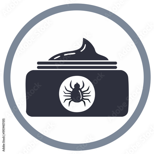 Insect repellent cream in a jar with a tick icon for protection against bugs and parasites