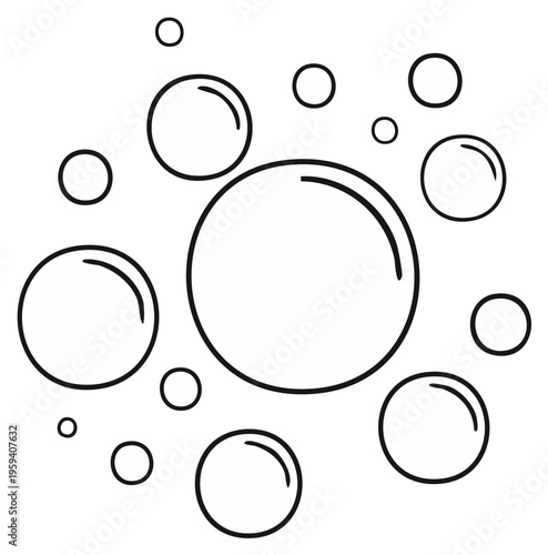 Soap Bubble Line Art Vector Illustration Floating Circles