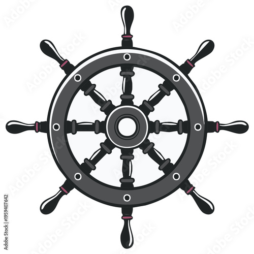 Classic Ship Steering Wheel Control Mechanism Nautical Symbol