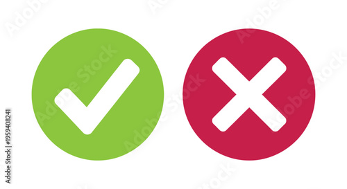 Vibrant vector graphic illustration featuring a green checkmark icon alongside a red 'X' mark symbol.