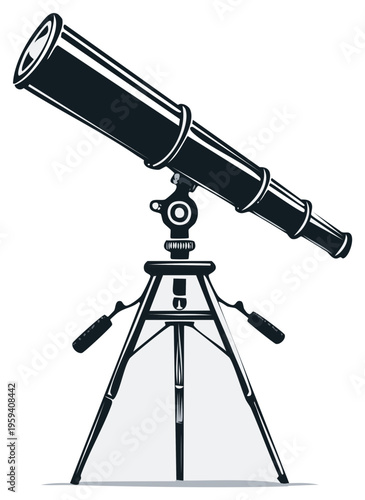 Vintage Telescope on Tripod for Astronomy and Exploration