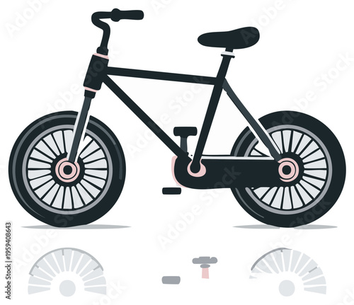 Stylish Modern Bicycle with Detailed Wheels and Pedal Components Isolated