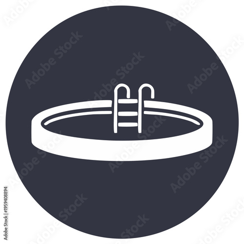 Swimming Pool Icon with Ladder in Circular Design for Recreation and Leisure Activities