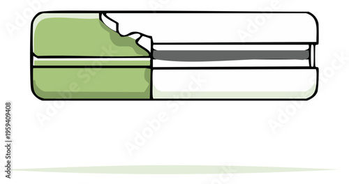 Green Pistachio Macaron with a Bite Taken Out. French Pastry Confection, Delicious Dessert Vector