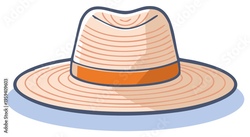 Cartoon style illustration of a fedora hat with a wide brim