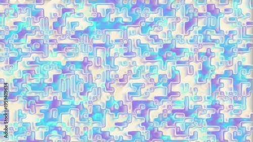 Abstract geometric glass blocks seamless loop background. Suited to data, technology themes. Y2K retrofuturistic Year 2000's color palette.