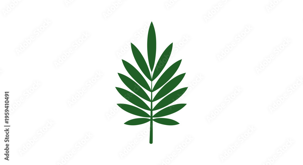 Obraz premium Minimalist Green Leaf Illustration Against White Background for Nature-Themed Designs