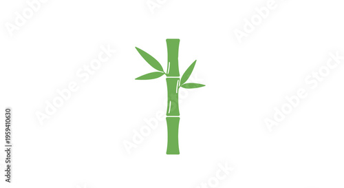 Minimalist representation of a green bamboo plant isolated against a white background