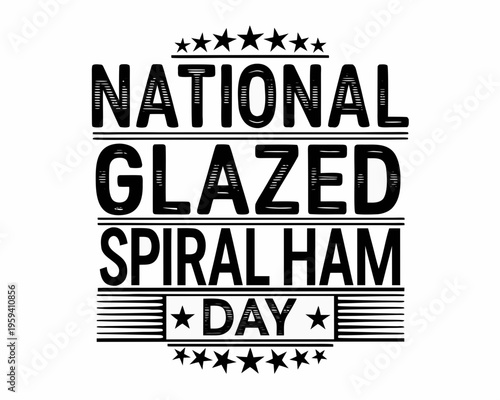 Holiday Spiral Ham Silhouette Vector, Cooking and Celebration Concept Illustration