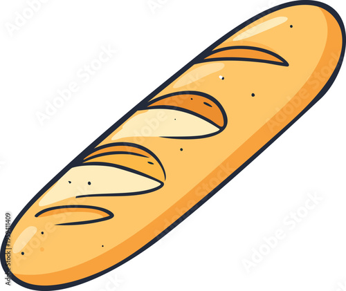 Vector illustration of a fresh loaf of bread isolated on white background