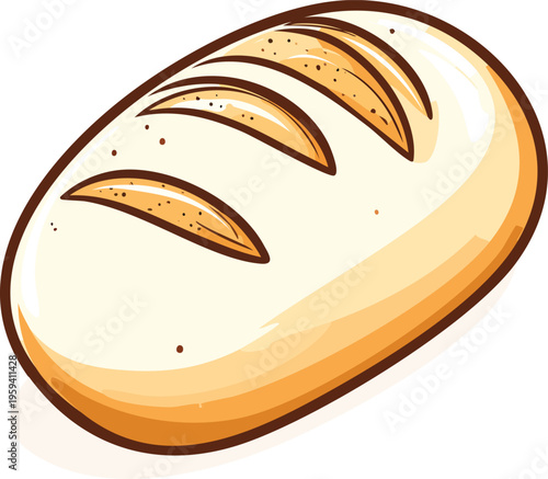 Loaf of bread vector illustration for bakery and breakfast