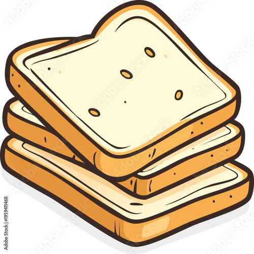A simple vector illustration of a slice of bread with butter on a clean white background