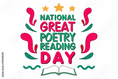 Happy National Great Poetry Reading Day Vector, Book and Literature Graphic