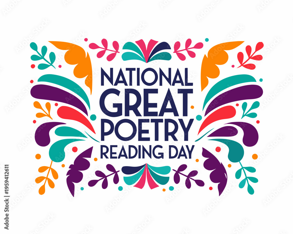Fototapeta premium NATIONAL GREAT POETRY READING DAY vector illustration isolated on white background