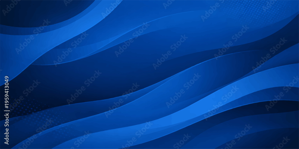 Obraz premium Abstract background featuring smooth flowing blue waves with subtle dotted halftone patterns