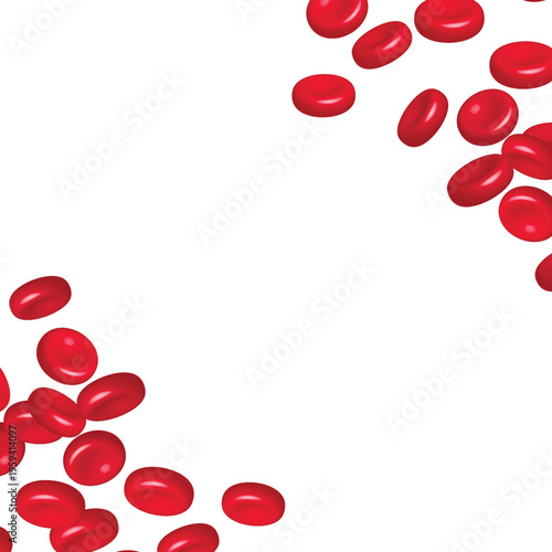Red blood cells flowing with copy space background template. Vector